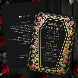Invitation En Aluminium Corbeille Rose Noire Gothique Mariage Tout en un