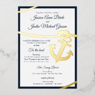 Invitation En Aluminium Corde nautique et Mariage Ancre