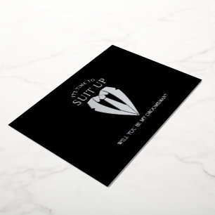 Invitation En Aluminium Costume d'Argent Personnalisé Groomsman Propositio