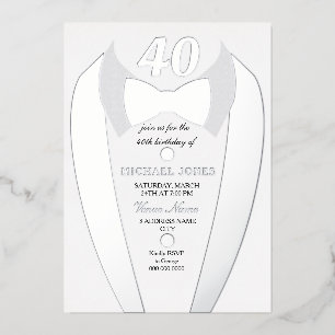Invitation En Aluminium Costume de smoking à feuilles d'argent pour homme,