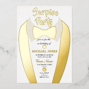 Invitation En Aluminium Costume smoking homme feuille d'or pour fête d'ann