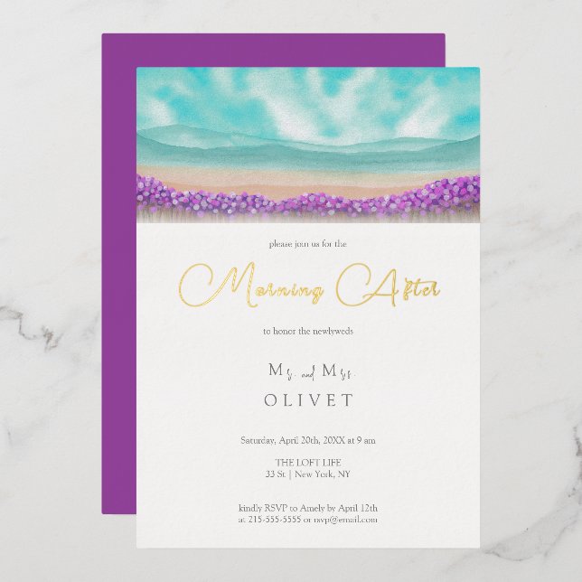 Invitation En Aluminium Côte d'Azur en fleurs le matin après (Recto/Verso)