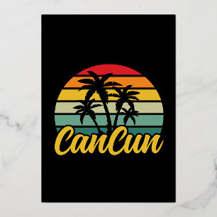 Invitation En Aluminium Coucher de soleil vintage à Cancun au Mexique pour