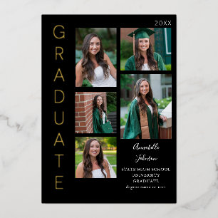 Invitation En Aluminium Couleur - Black Graduate 6 Multi Photo Mix