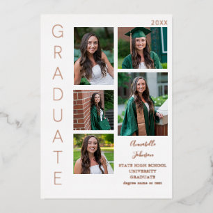 Invitation En Aluminium Couleur - Blanc Diplômé 6 Multi Photo