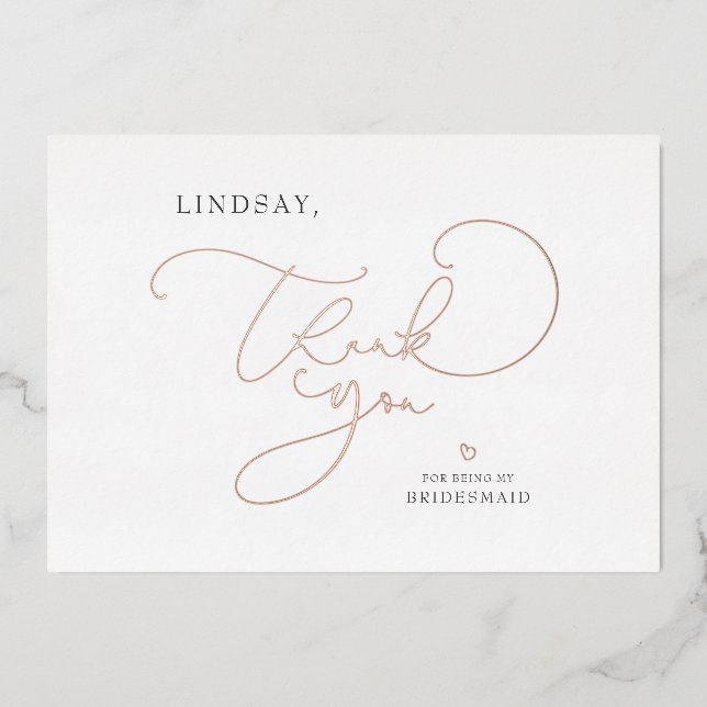Invitation En Aluminium Couleur modifiable Cute Script Demoiselle d'honneu (Recto)