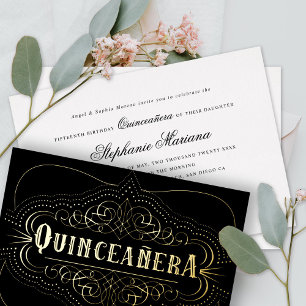Invitation En Aluminium Couleur personnalisée Quinceañera Sud Ouest Gold