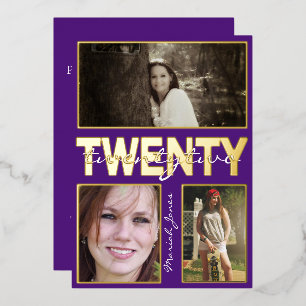 Invitation En Aluminium Couleurs étonnantes de l'école 3 Photo Foil Invita