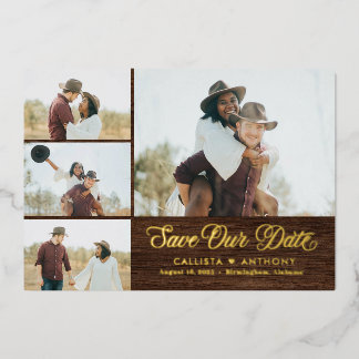 Invitation En Aluminium Country Side FOIL Mariage Rustique Enregistrer La 