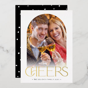 Invitation En Aluminium COUPLE DE NOËL arche moderne photo overlay CHEERS