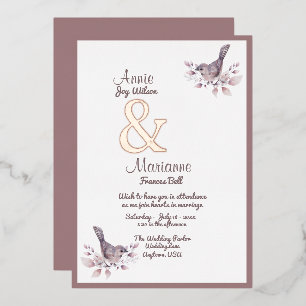 Invitation En Aluminium Couple lesbien Ampersand Rose Gold Bourbeux