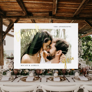 Invitation En Aluminium Couple Mariage photo Merci Blank Gold