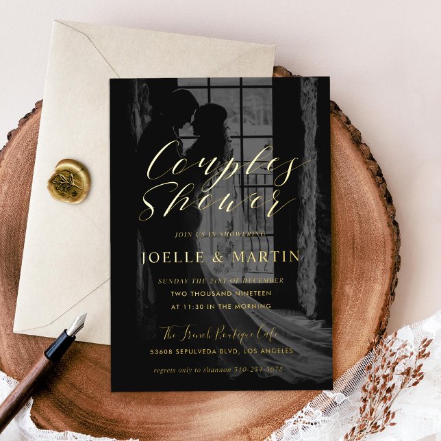 Invitation En Aluminium Couple's Shower Photo Engagement Party Gold (Créateur téléchargé)