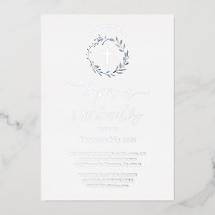 Invitation En Aluminium couronne bleue Baptême et premier anniversaire