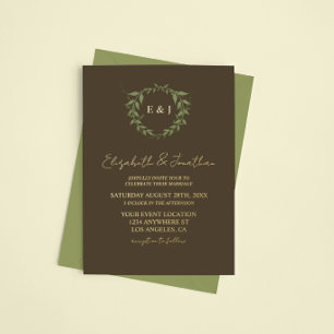 Invitation En Aluminium Couronne botanique mariage tons terre