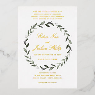 Invitation En Aluminium Couronne de branche d'olivier traditionnelle éléga