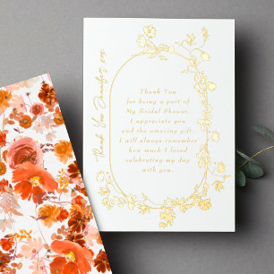 Invitation En Aluminium Couronne de cadre élégant floral Merci Or Réel