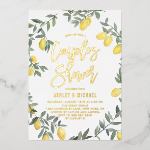 Invitation En Aluminium Couronne de citron aquarelle bohème pour la douche