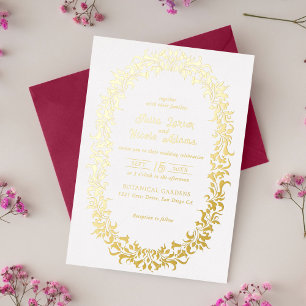 Invitation En Aluminium Couronne de fleurs élégante et romantique pour mar