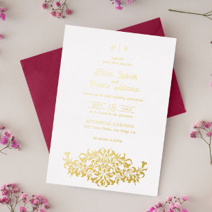 Invitation En Aluminium Couronne de fleurs élégante et romantique pour mar