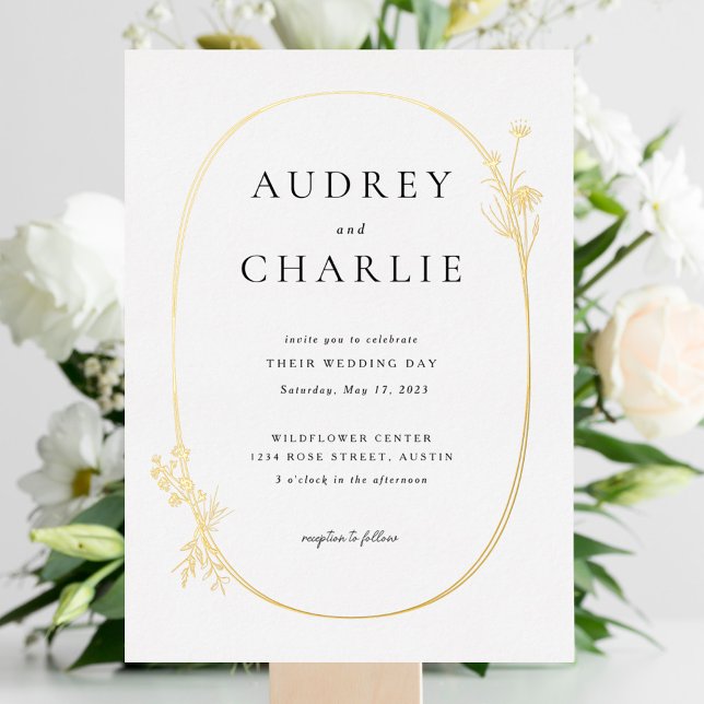 Invitation En Aluminium Couronne de fleurs sauvages de mariage  (Créateur téléchargé)