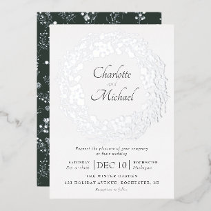 Invitation En Aluminium Couronne de mariage de baies d'hiver argentées