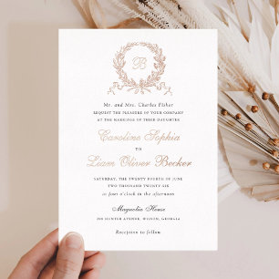 Invitation En Aluminium Couronne de mariage élégante et vintage en chêne o
