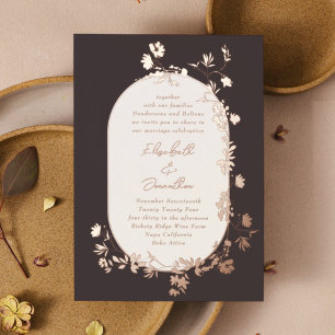 Invitation En Aluminium Couronne de minuit élégante lumineuse cadre floral