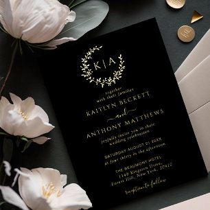 Invitation En Aluminium Couronne de monogramme élégant Mariage Réel