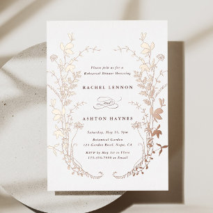 Invitation En Aluminium Couronne de silhouettes de fleurs sauvages pour dî