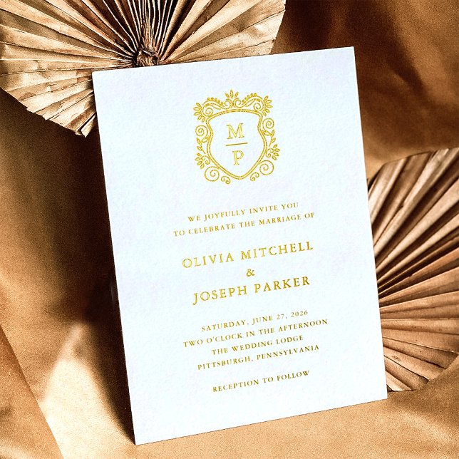 Invitation En Aluminium Couronne dorée | Mariage élégant (Créateur téléchargé)