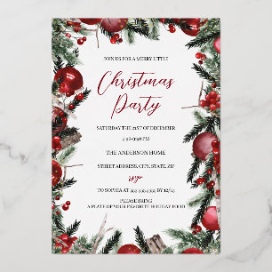 Invitation En Aluminium Couronne festive de feuillage Rouge Or de Noël Fêt