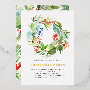 Invitation En Aluminium Couronne festive de genévrier et de houx pour la f