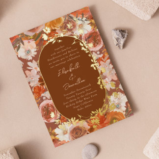 Invitation En Aluminium Couronne florale d'abondance à cadre en terre cuit
