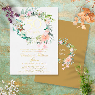 Invitation En Aluminium Couronne florale de roses pour les 50 ans de maria