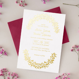 Invitation En Aluminium Couronne florale romantique élégante moderne de ma