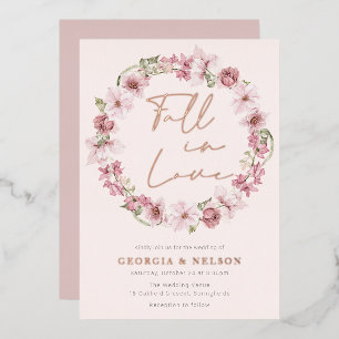 Invitation En Aluminium Couronne florale rose poussiéreuse automne Tomber 