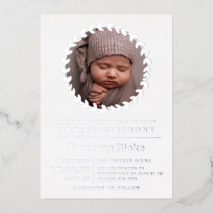 Invitation En Aluminium Couronne simple en argent pour cérémonie de baptêm