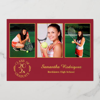 Invitation En Aluminium Coutume 3 Photo Graduation Party Maroon and Gold