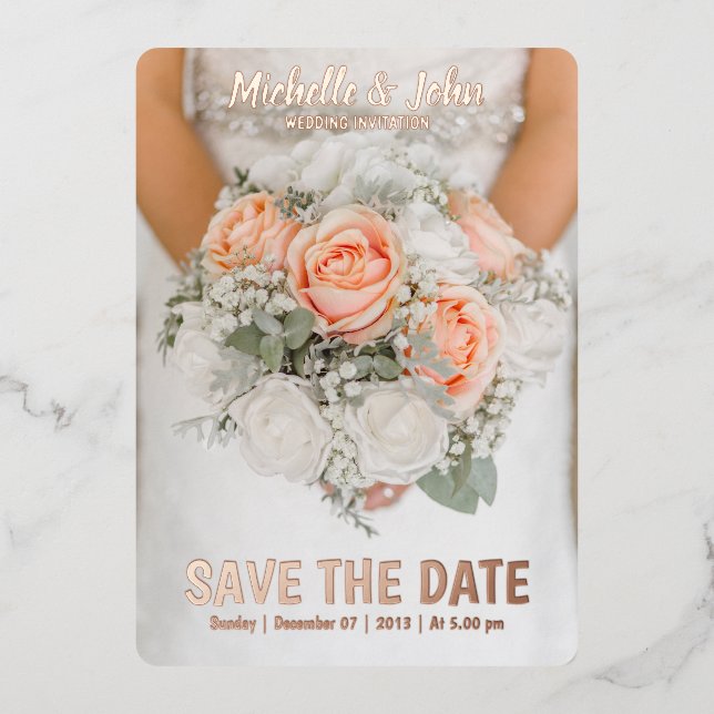 Invitation En Aluminium couverture de film d'invitation de mariage élégant (Recto)