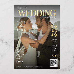 Invitation En Aluminium Couverture de magazine drôle Photo sombre Mariage