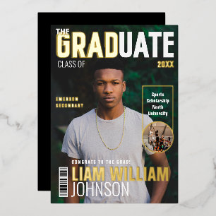 Invitation En Aluminium Couverture de magazine photo personnalisée Graduat