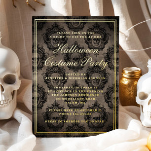 Invitation En Aluminium Crâne gothique Halloween Costume Party Gold