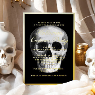 Invitation En Aluminium Crâne gothique Halloween Costume Party Gold