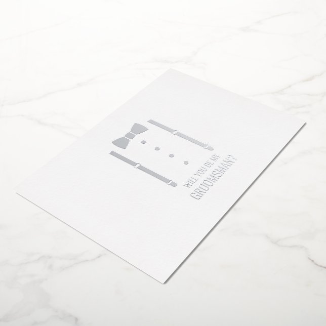 Invitation En Aluminium Cravate Argent Bow sur la proposition de Groomsman (Rotation)