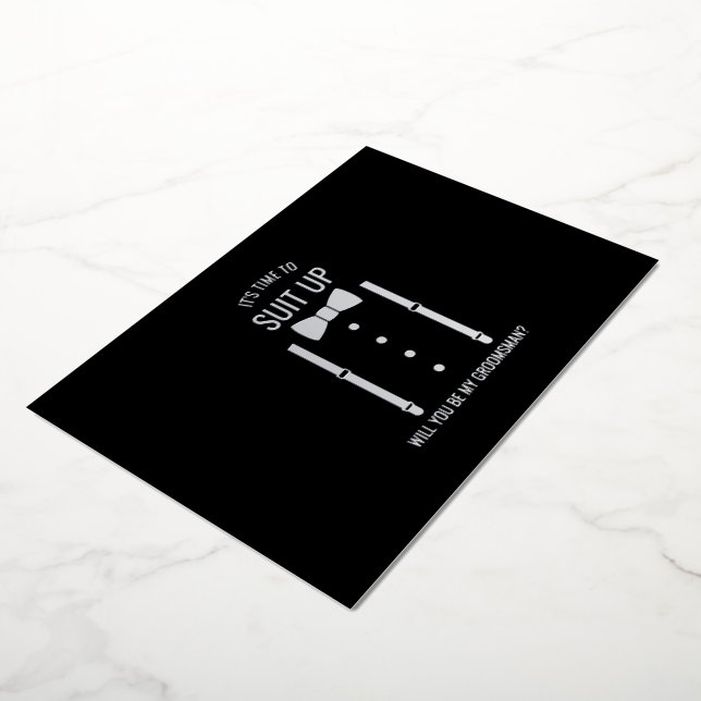 Invitation En Aluminium Cravate papillon argentée Demande de témoin person (Rotation)