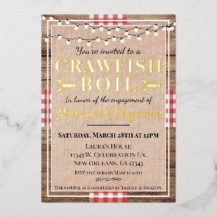 Invitation En Aluminium Crawfish Boil Homard Engagement Partie Rustique