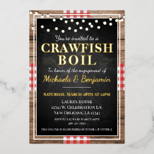 Invitation En Aluminium Crawfish Boil Homard Rustic Engagement Party