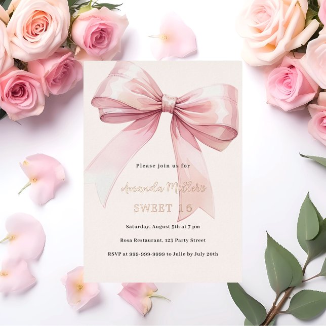 Invitation En Aluminium Crème arc rose élégant SWEET 16 or rose (Créateur téléchargé)