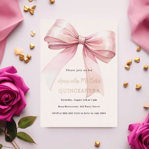 Invitation En Aluminium Crème arc rose or rose Quinceanera luxe